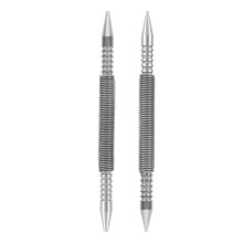 KALLORY 2 Pcs Spring Nail Punch Set Puncher Spring-loaded Manicure Silver