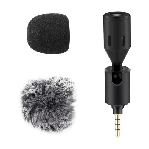 Mini microfone plug-in para smartphone, tipo cardioide C, ajustável em 90.