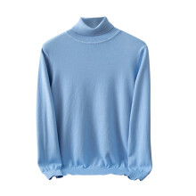 Men's Fashion High Neck Sweater Fall Winter Casual Solid Color Thermal Warm Knitted Pullover Top Men's Sweaters(Light Blue,L)