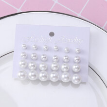 Worgeous White Pearl Earrings for Women Hypoallergenic Metal Material Cool and Stylish 12 Pairs