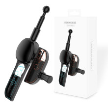 Caña de pescar compatible con Nintendo Switch2 y adaptador Joy-Con – Diseño giratorio, mangos intercambiables, eje reforzado, color negro, ABS,
