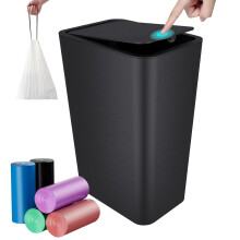 Poubelle à poussoir de 10 L (2,65 gal) avec 75 sacs, résistante aux animaux, anti-odeurs et silencieuse — Idéale pour la chambre, le bureau, la