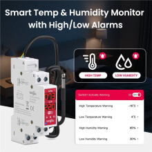 TONGOU Din Rail 18mm 2-Gang WIFI Tuya   Tempreature and Humidity Sensor AC 3840W  300W