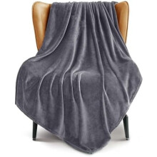 Extra Large 50x70" Fleece Throw Blanket, 300GSM Super Soft & Warm, Grey, All-Season, Cozy Plush Lightweight Blanket