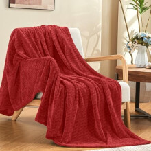 Rubinrødt fleece-tæppe 60x90 tommer – Superblødt, hyggeligt og let tæppe til seng, sofa, kontor; Kompatibelt med alle standardsenge