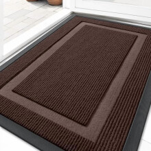 Tapis d'entrée imperméable pour intérieur/extérieur, toutes saisons, en caoutchouc naturel, résistant à la décoloration, facile à nettoyer,