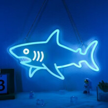 Shark Neon Sign, Dimmable LED Wall Decor, USB Powered – Compatible with Shark-Themed Rooms