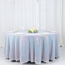 Mantel redondo de lentejuelas BalsaCircle de 120" azul iridiscente
