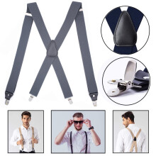 Adjustable Elastic X-Back Suspenders with Metal Clips