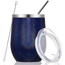 Bicchiere da vino senza stelo da 355 ml con coperchio – Isolamento sottovuoto