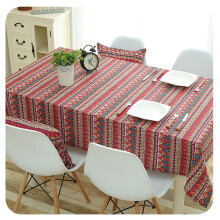 Rechteckige Tischdecke im Bohème-Stil, Baumwoll-Leinen, 55 x 87 Zoll