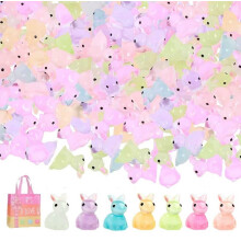 Juego de 100 figuras de conejitos que brillan en la oscuridad: mini conejos de resina para Pascua, manualidades, decoración de acuarios y jardines