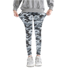 VERUGU Mädchen Leggings Kinder Camouflage-Print Hose Hoher Bund Dehnbare Weiche Strumpfhose Kinder Sommer Leggings für Schule Tragen Grau 5 Jahre
