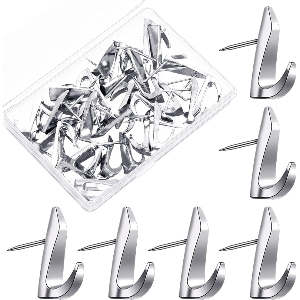 30-Pack Metal Push Pin Hangers, 20 Lbs Capacity, Zinc Alloy Thumb Tacks With Nails For Home/Office (Silver) 9149926216889
