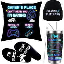 Cadeaux pour gamers, ensemble gobelet, tasse, chaussettes, bonnet et housse de coussin, petits cadeaux de Noël pour adolescents et hommes