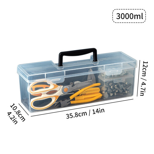 Transparent Handheld Toolbox Portable Large Capacity Thickened Plastic Hardware Tool Storage Box With Handle Tool Organizer Box