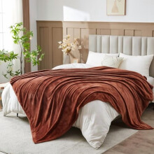 Super Soft Queen Blanket Coffee Premium Silky Flannel Fleece Leaves Pattern Lightweight Bed Blanket All Season Use (Coffee, Queen(90"x90"))