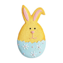 Påskepepperkakehare harpiksornament gul 10x55cm