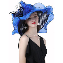 Dame Organza Hatte Blomsterdekoration Bred Skygge Lejlighed Begivenhed Kirke Kjole Solhat