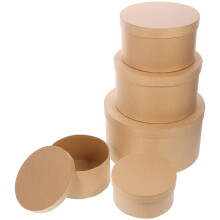 Boîte cadeau en papier kraft, lot de 1, pour le rangement, forme ronde kaki