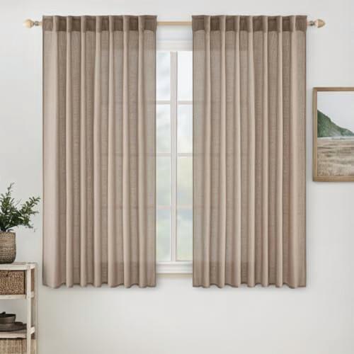 Taupe Linen Blend Curtains 72" L, 2 Panels
