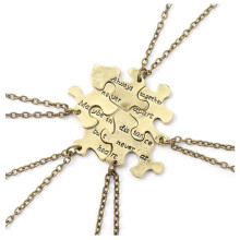 Bronzové gravírované přívěsky s puzzle dílky pro nejlepší kamarádku BBF Friendship, sada 5 kusů