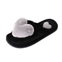 Chaussons plats pour femme, chaussons douillets et confortables, style peluche, pointures 38-39, gris