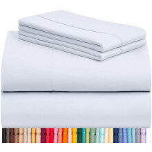4-teiliges Bettwäscheset, tiefe Taschen (40 cm), umweltfreundlich, knitterfrei, kühlend, maschinenwaschbar, seidenweich, Hotelbettwäsche –