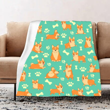 Cute Corgi Blanket Corgi Gifts for Corgi Lovers Orange Lightweight Soft Flannel Fleece Throw Blanket Dog Lovers Gifts for Women 40X50