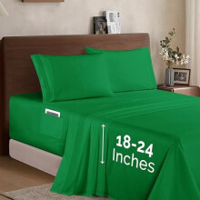 Juego de sábanas Luxury1500Microfiber de 4 piezas – Suave, bolsillo profundo de 45-60 cm, California King, verde esmeralda
