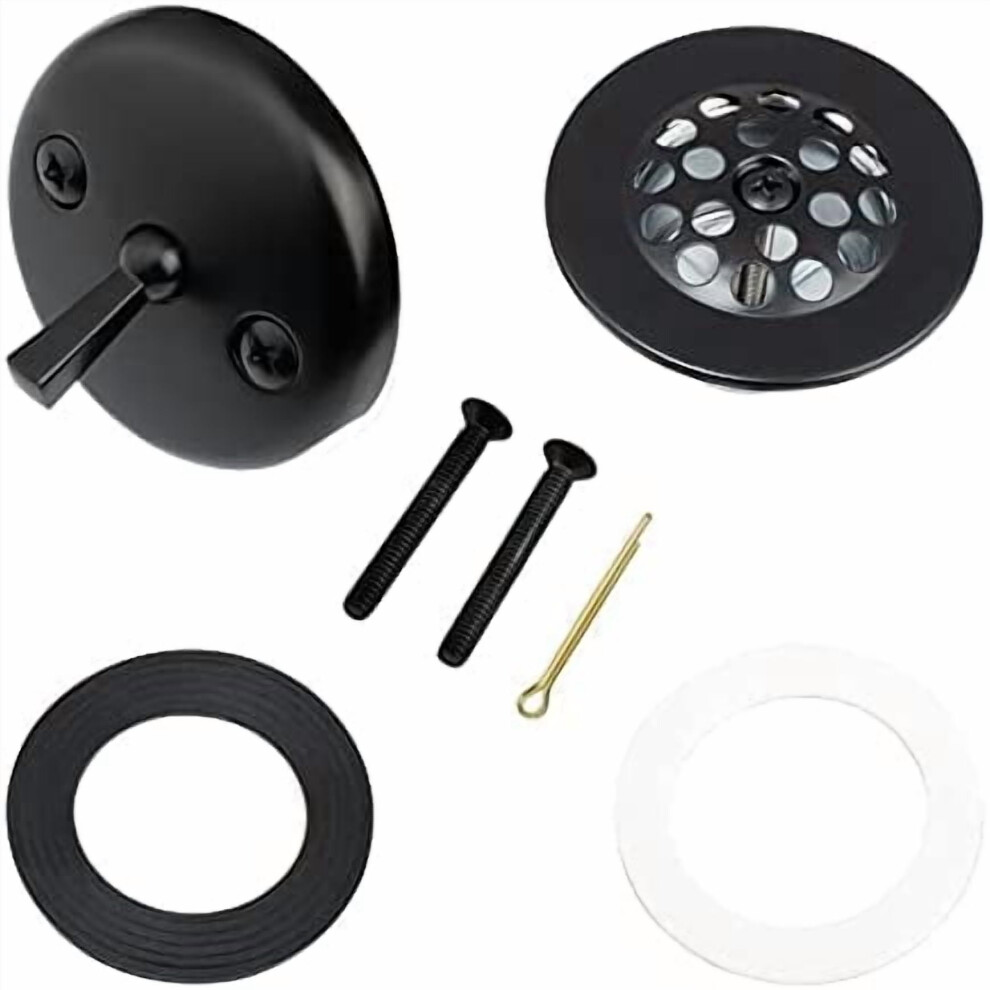 Matte Black Trip Lever Tub Trim Kit With Overflow Face Plate, Strainer, Screws Â No Putty Installation 9353595388635
