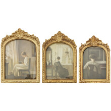 3 Vintage Gold Resin Photo Frames Set