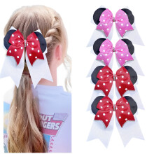 Set van 4 haarstrikken met stippen van 21,5 cm en strass-steentjes.