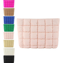 Effenkleurige gewatteerde clutch voor dames, grote inhoud