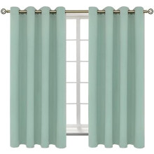 Blackout Curtains - Grommet Thermal Insulated Room Darkening Bedroom and Living Room Curtains, Set of 2 Panels (52 x 63 Inch, Frosty Green)