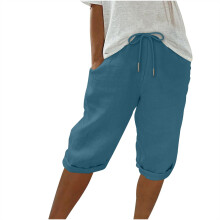 Shorts Aoujea Femininos Plus Size, Moda Feminina, Cor Sólida, Casual, Pernas Largas, Babados, Cintura Alta, Rosa - Em Promoção