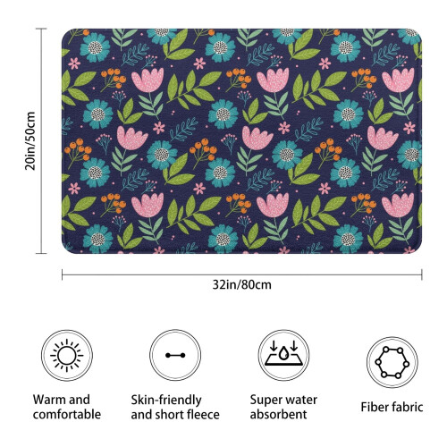 Χαλί μπάνιου Pioneer Flower Floral, αντιολισθητικό χαλάκι μικροϊνών με επένδυση από 2