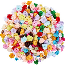 300 ks umělých růží, mini hedvábné květiny, 10 mm, 15 mm, 20 mm, drobné látkové květinové rozety, aplikace, ozdoba, vícebarevné