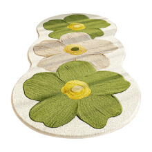 Floral Bedroom Bedside Runner Rug – Super Soft Suede Polyester, Non-Slip & Washable – Compatible with Living Room, Coffee Table, Window – Green