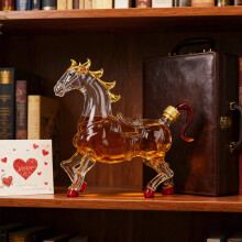 Bouteille de whisky en verre à l'effigie du Cheval du zodiaque (375 ml)