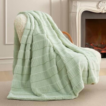 Luxury Striped Faux Fur Throw Blanket for Couch, Soft Cozy Fuzzy Fluffy Soft Plush Blankets Sofa Chair Gift Blankets for Women, 55"x70", Sage Green