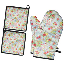 Gants de cuisine Pioneer Flower à motif floral (lot de 2), résistants à la chaleur, 19,5 cm x 30,5 cm