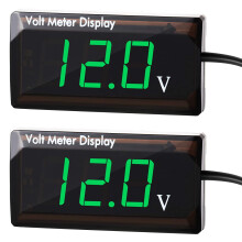 2 db DC5-30V digitális voltmérő, 12V LED kijelző, vízálló feszültségmérő autóhoz/motorkerékpárhoz (zöld lámpa), kompatibilis a 12V-os