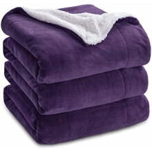 GentleSoft Sherpa Fleece Blanket Queen 90x90 inch Purple