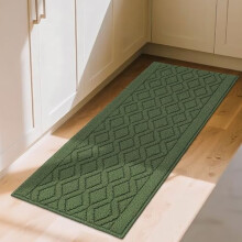 20"x48" Non-Slip Absorbent Washable Kitchen Rug Mat for Sink, Entry, Laundry – Polypropylene, Green