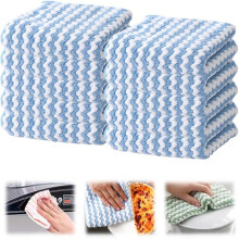 Lot de 10 torchons épais à motif ondulé pour le nettoyage de la cuisine, anti-rayures, ultra-absorbants, réutilisables – Compatibles avec