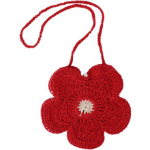 Dames mini katoenen gehaakte crossbody schoudertas met bloemenmotief, handtasje.