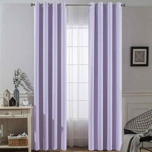 Lilac Thermal Insulated Solid Ring Top Blackout Curtains (2