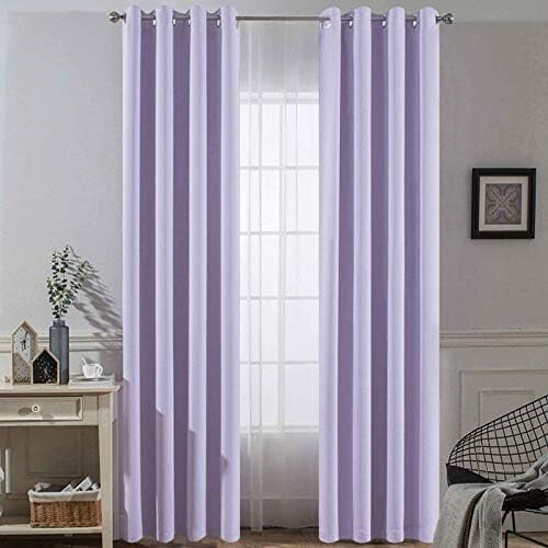 Lilac Thermal Insulated Solid Ring Top Blackout Curtains (2