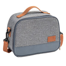 Grand sac à lunch isotherme pour adultes – Tissu Oxford + Feuille d'aluminium, Fermeture éclair, Motif gris et marron, Plusieurs tailles,